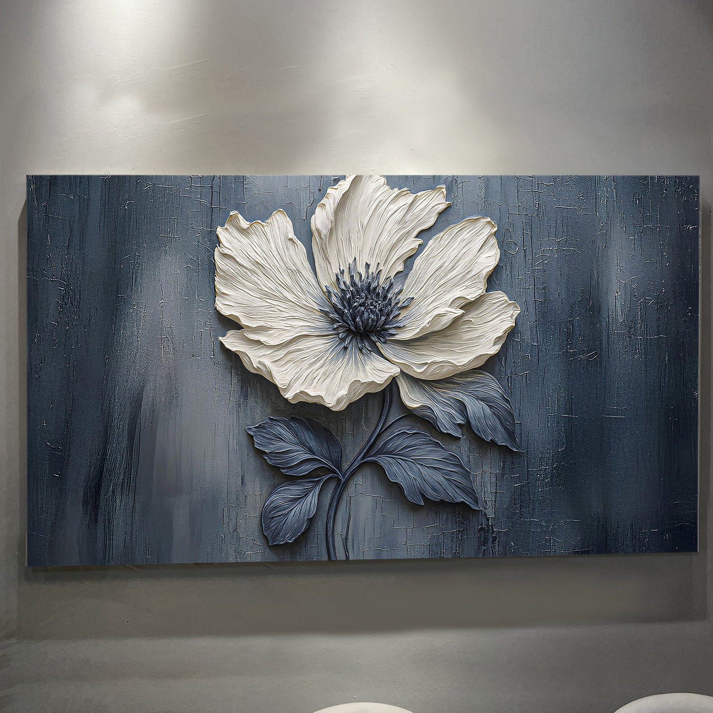 Floral Clay Relief Wall Art | Botanical Canvas Print