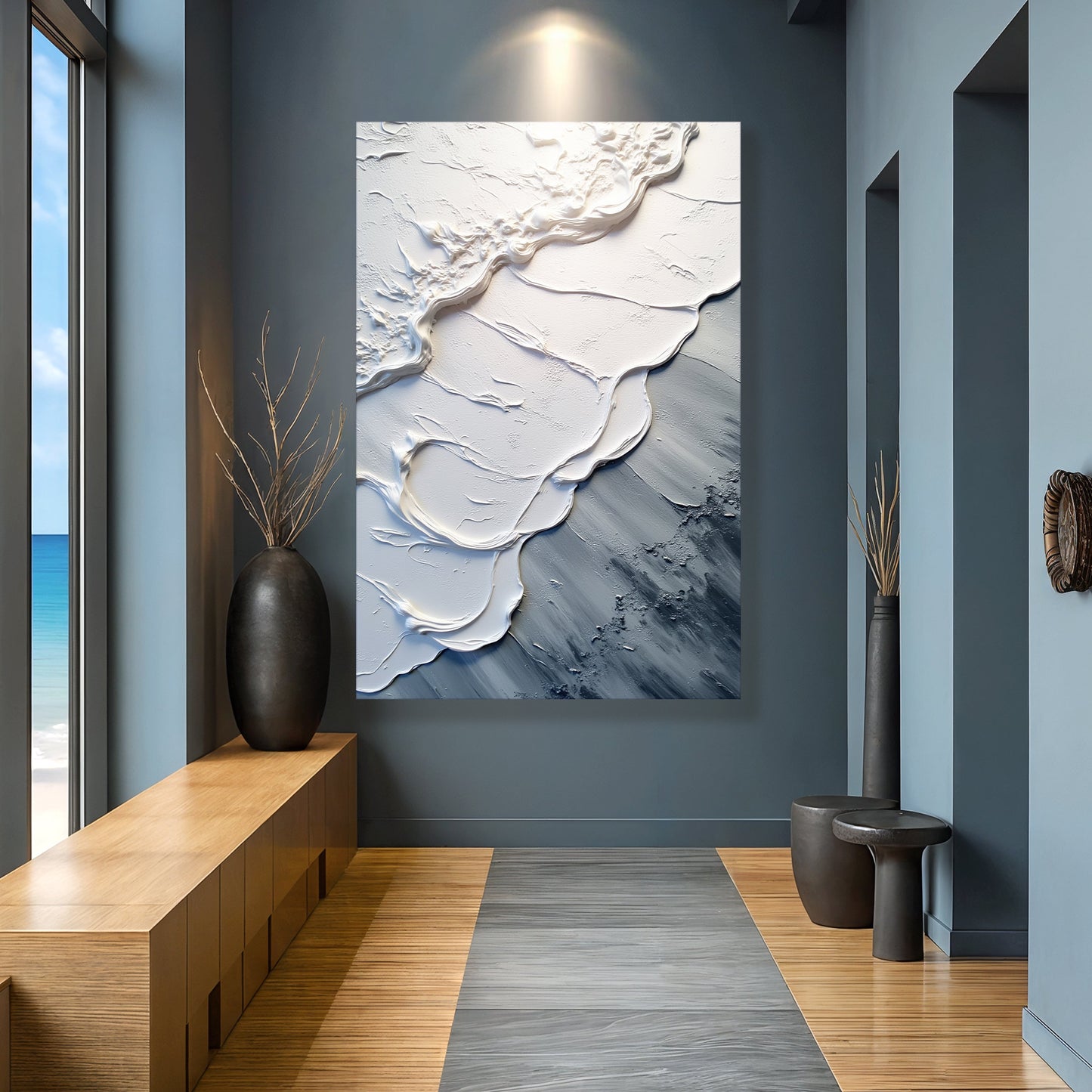 Abstract Minimalist Wave Impasto Wall Art | Modern Canvas Print