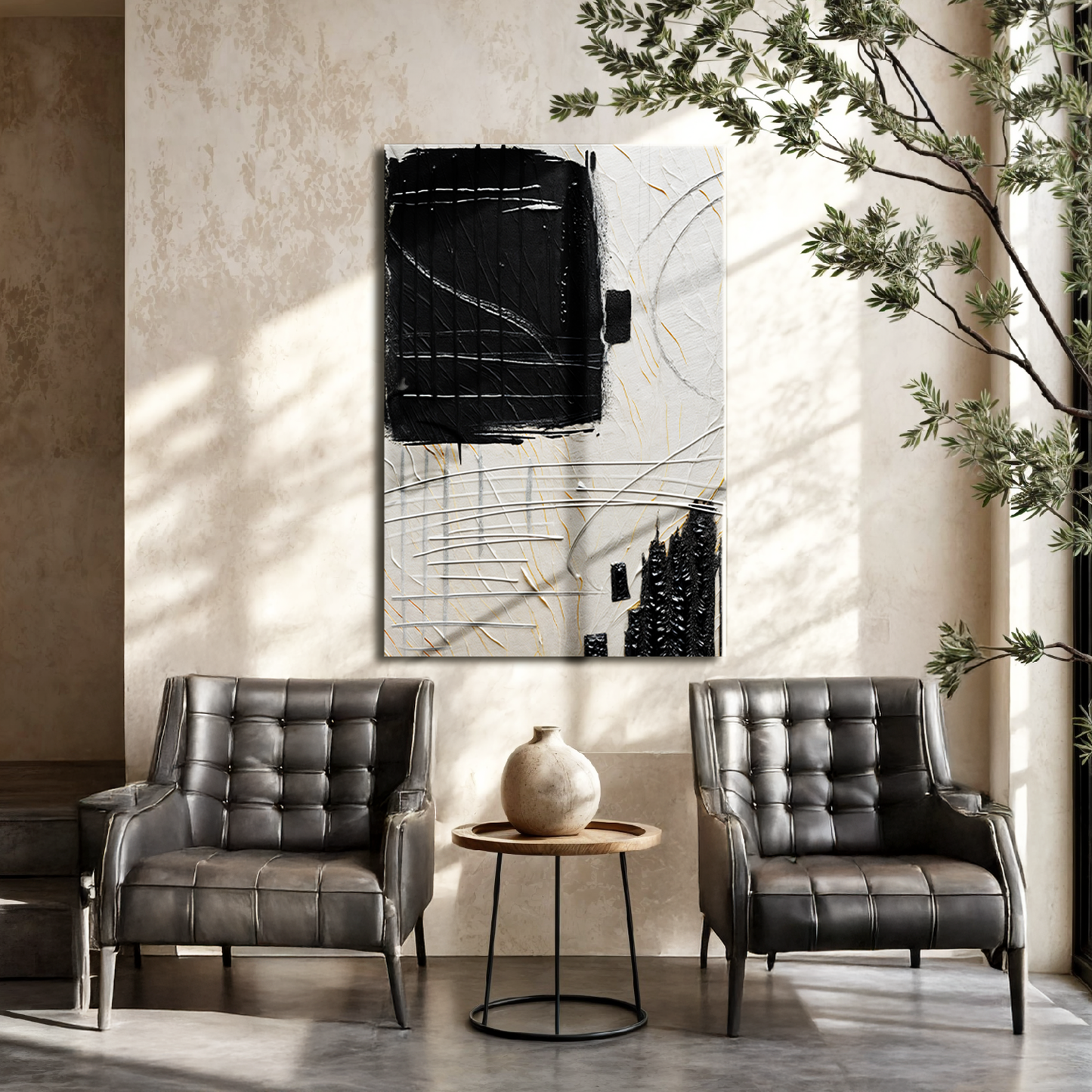 Black and Beige Wall Art | Cozy Minimalist Home Decor