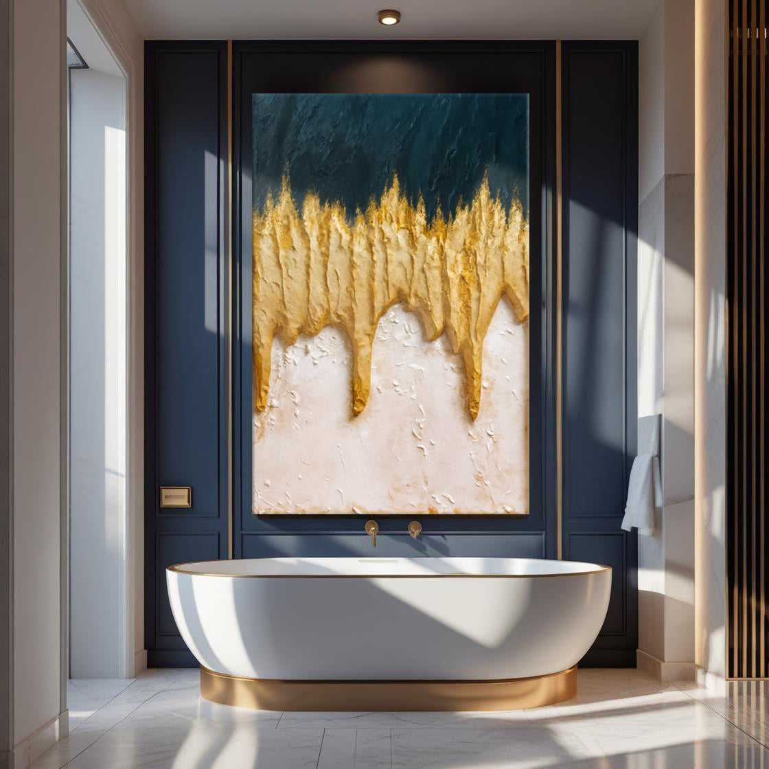 Abstract Blue And Gold Wall Art | Modern Canvas Print