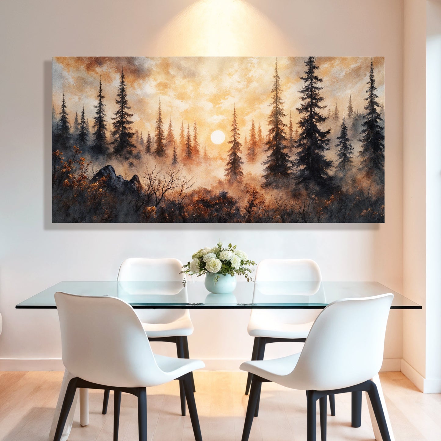 Rustic Forest Sunset Wall Art | Cozy Nature Home Decor
