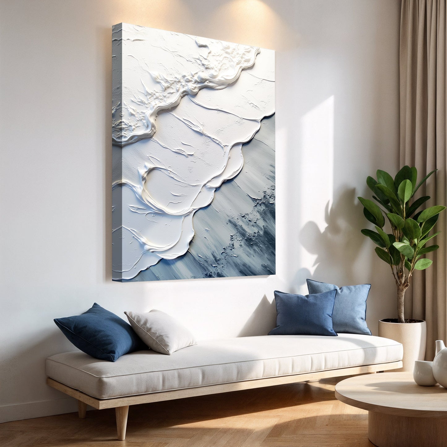 Abstract Minimalist Wave Impasto Wall Art | Modern Canvas Print