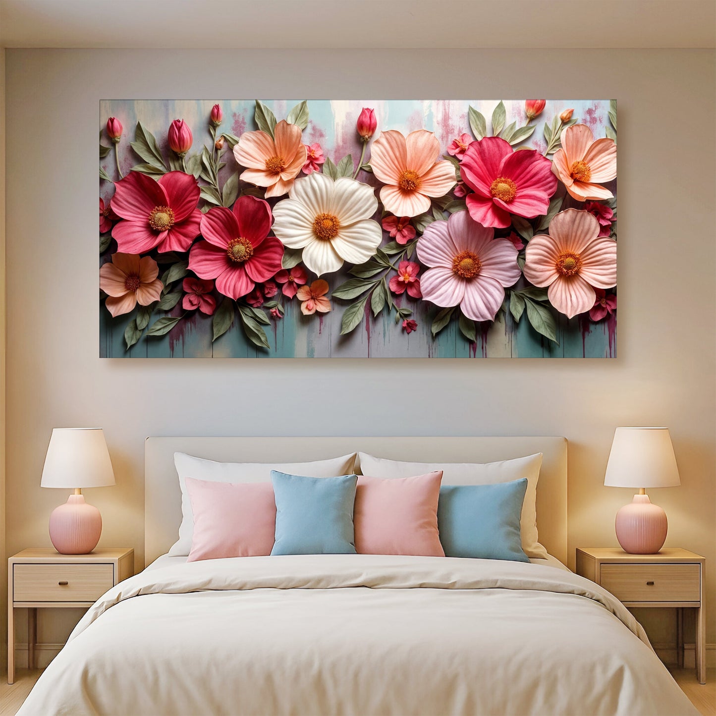 Colorful Floral Realistic Wall Art II | Botanical Canvas Print