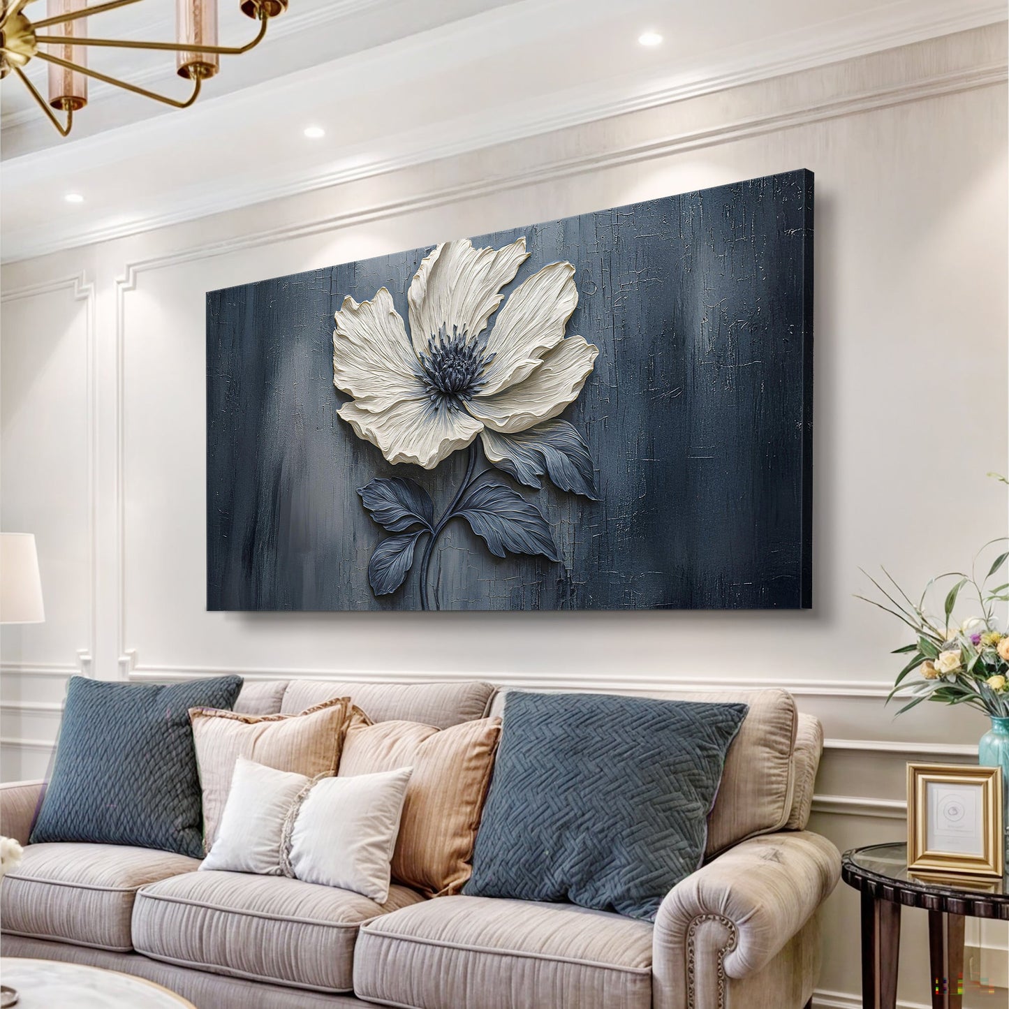 Floral Clay Relief Wall Art | Botanical Canvas Print