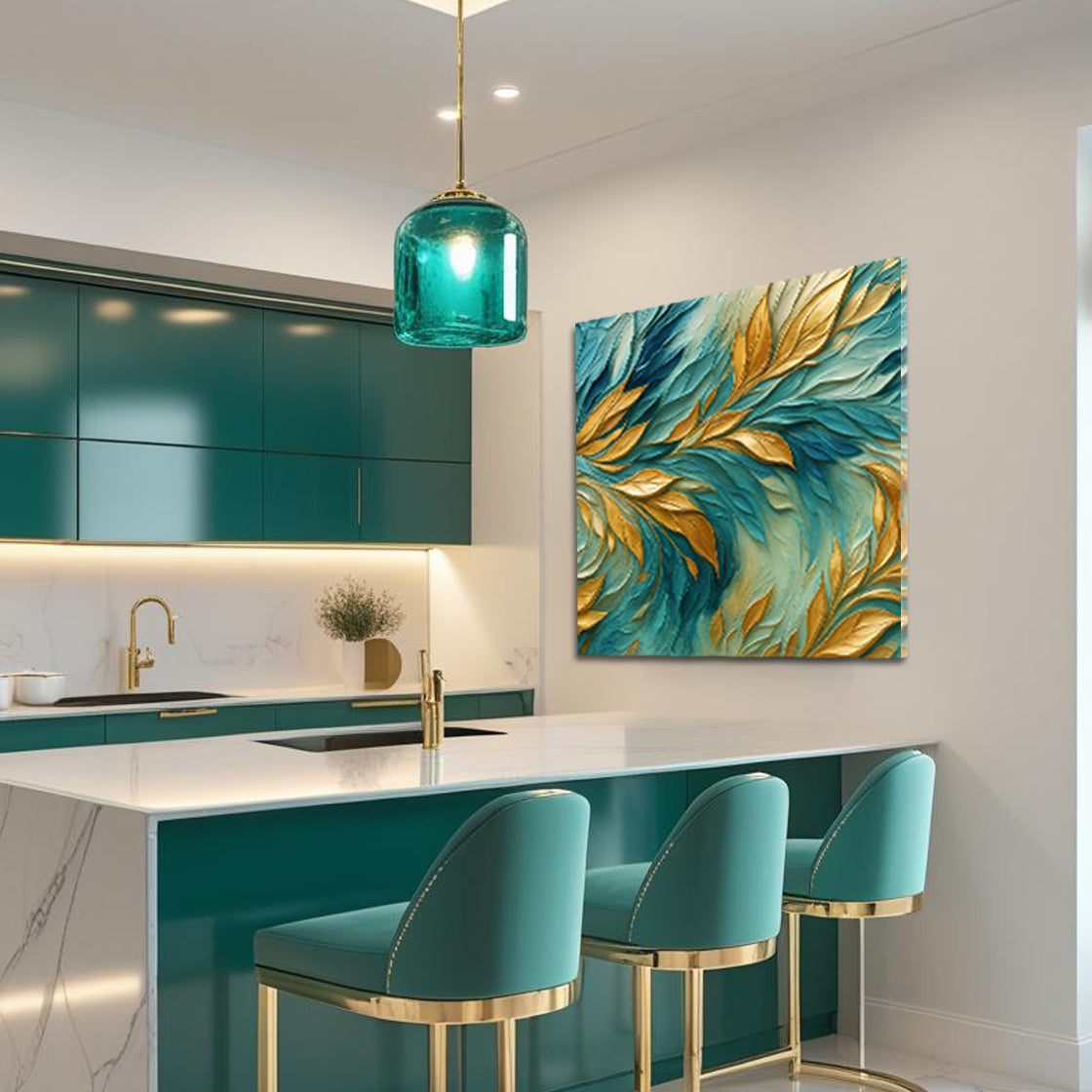 Abstract Gold And Blue Frosty Wall Art | Modern Canvas Print