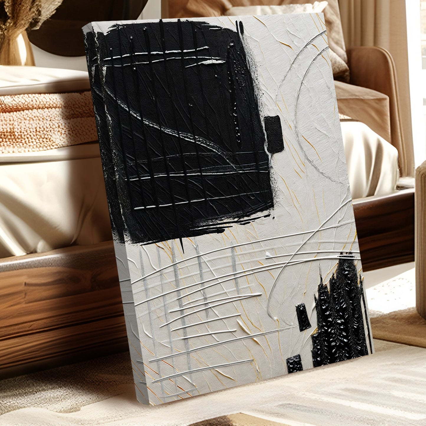 Black and Beige Wall Art | Cozy Minimalist Home Decor
