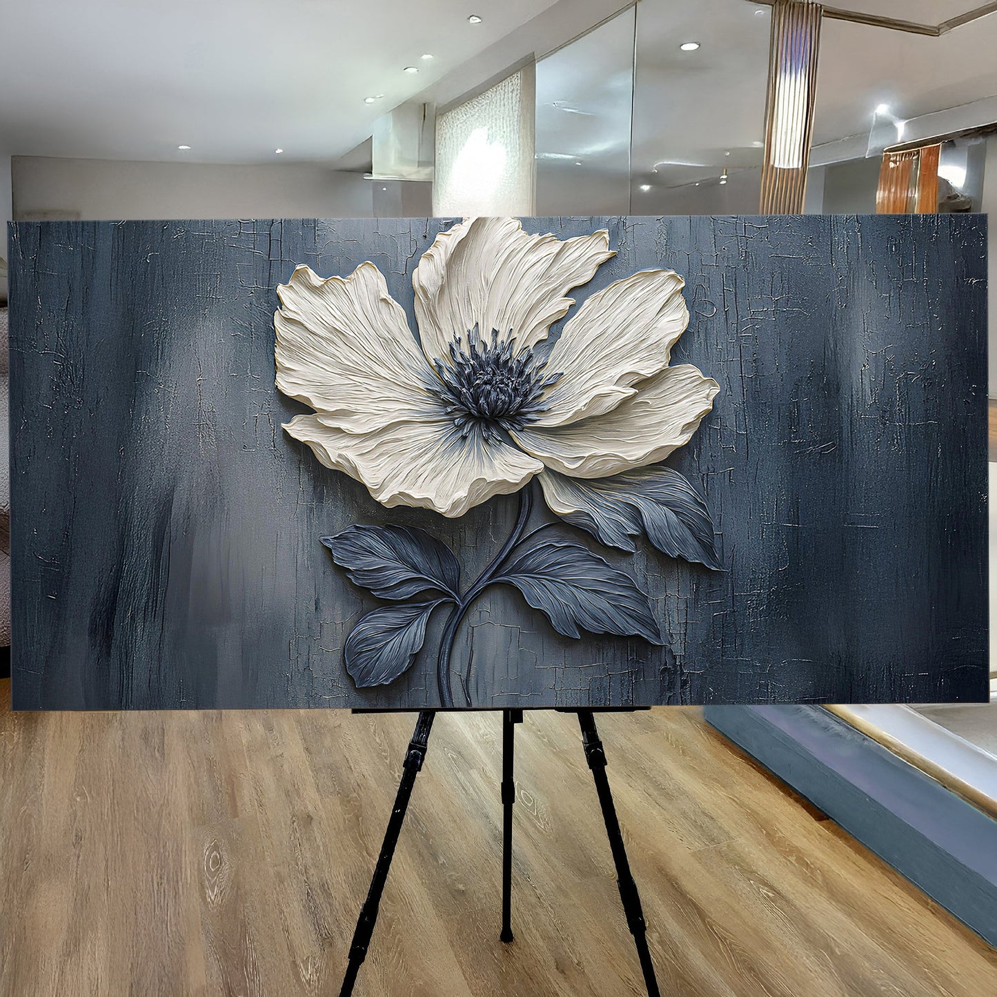 Floral Clay Relief Wall Art | Botanical Canvas Print