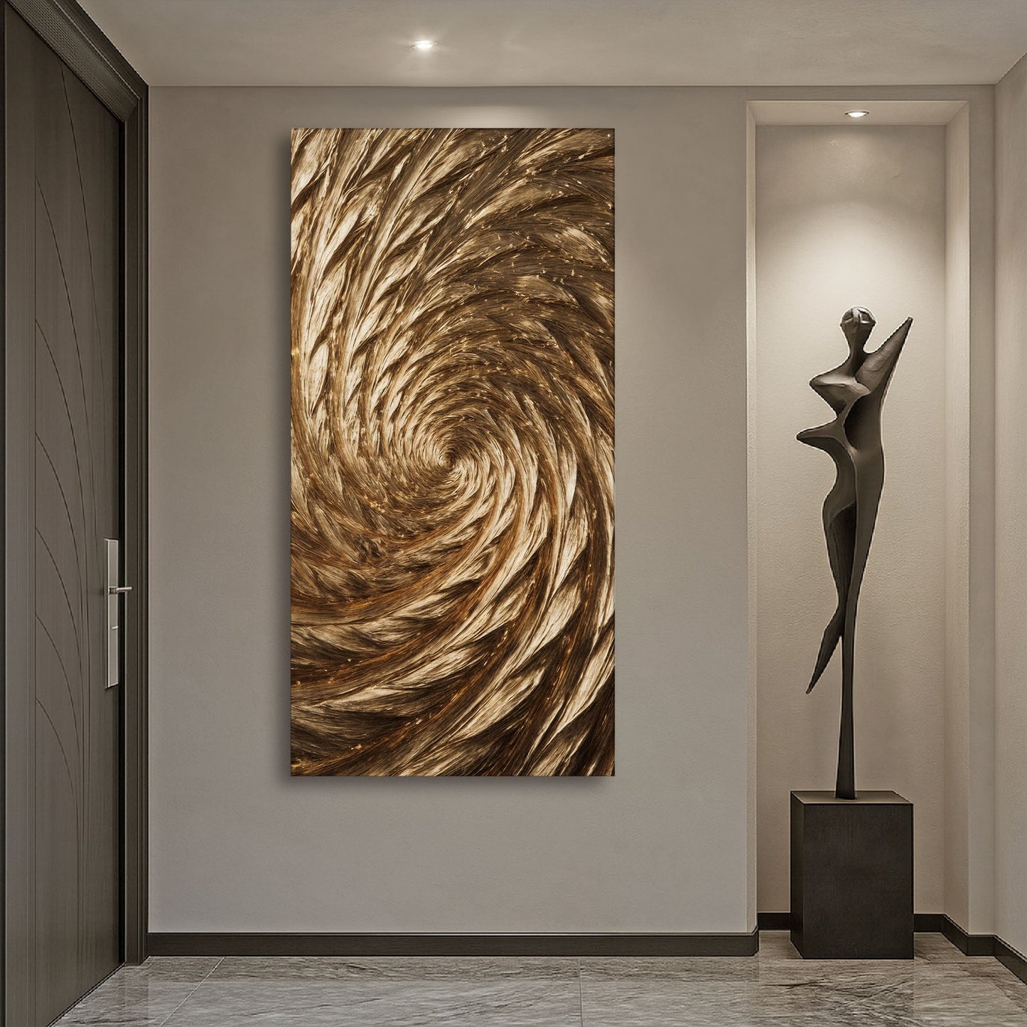 Gold Spiral Abstract Wall Art | Luxury Canvas Print