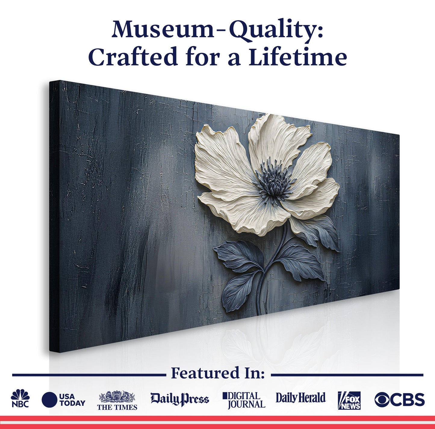 Floral Clay Relief Wall Art | Botanical Canvas Print