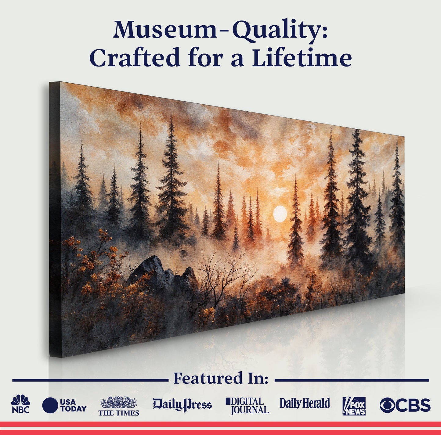 Rustic Forest Sunset Wall Art | Cozy Nature Home Decor