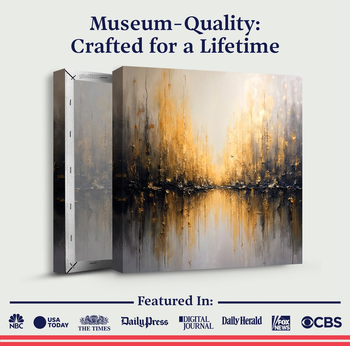 Golden Reflections Abstract Wall Art | Luxury Canvas Print
