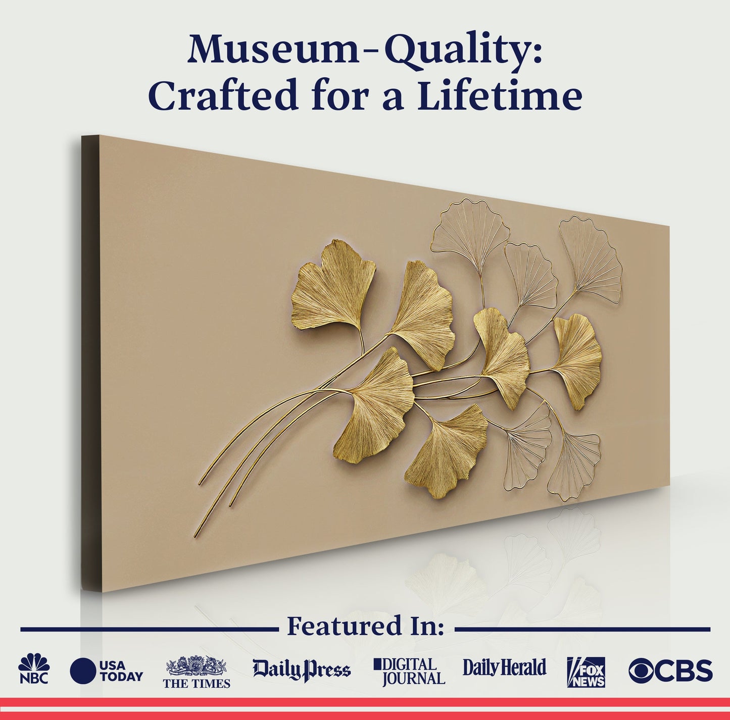 Golden Botanical Wall Art | Luxury Floral Canvas Print