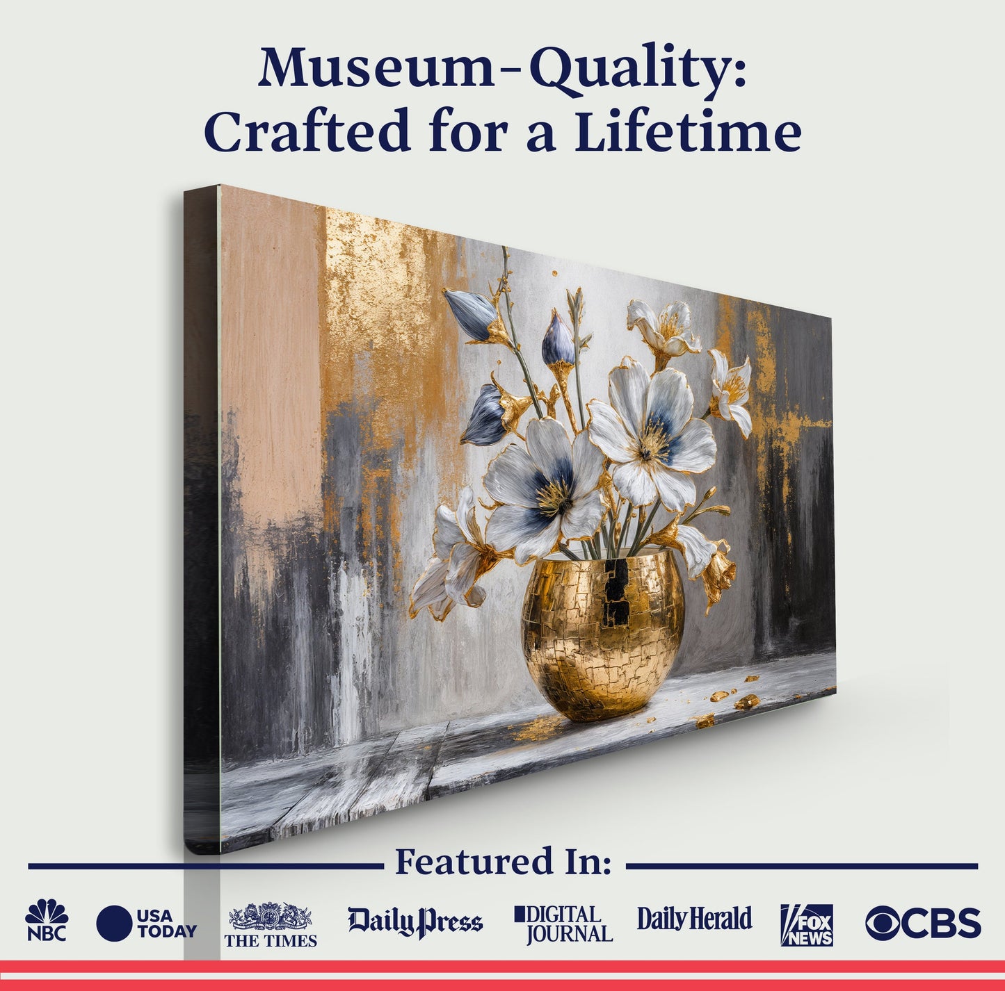 Magnolia Bloom in Gold Abstract Wall Art | Floral Canvas Print