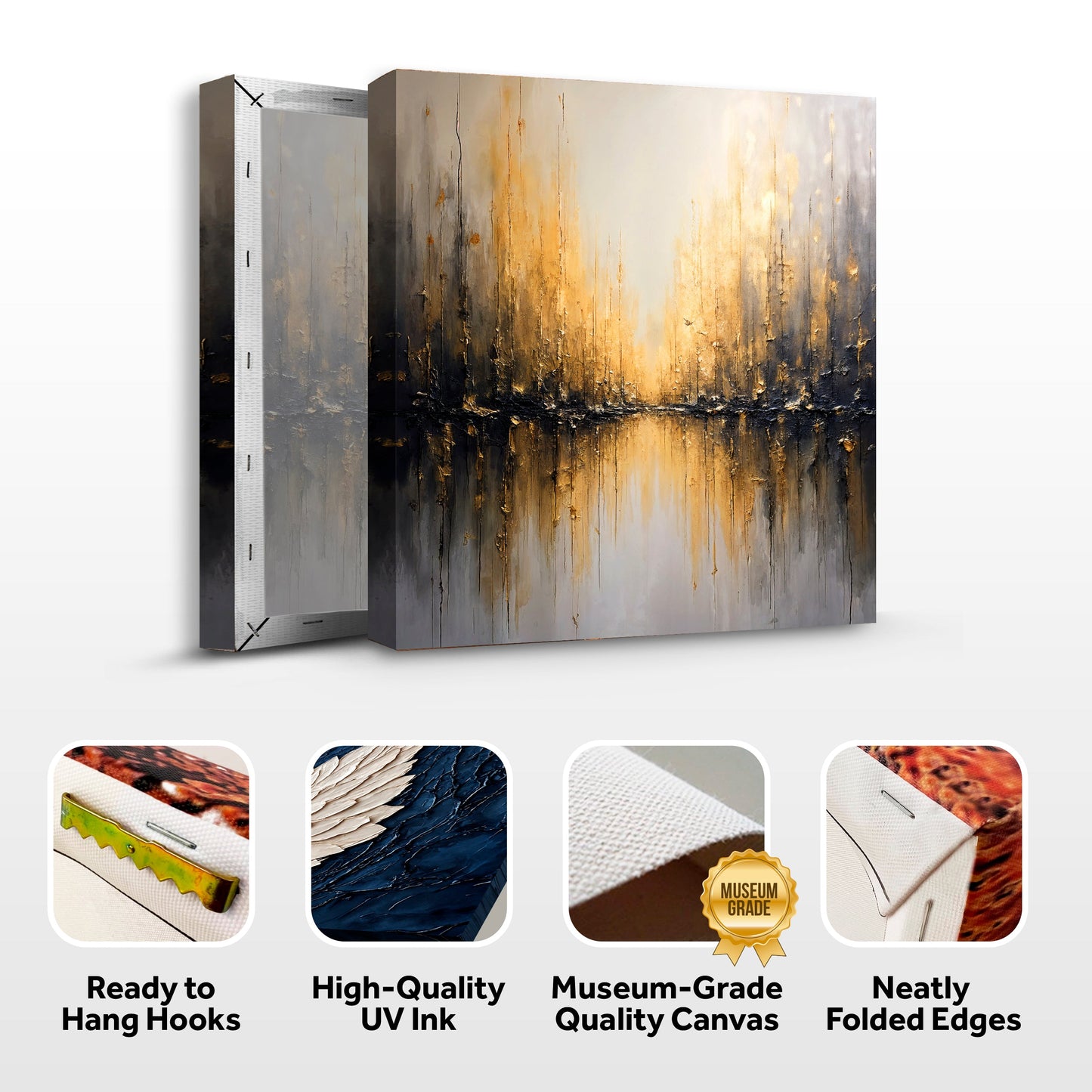 Golden Reflections Abstract Wall Art | Luxury Canvas Print