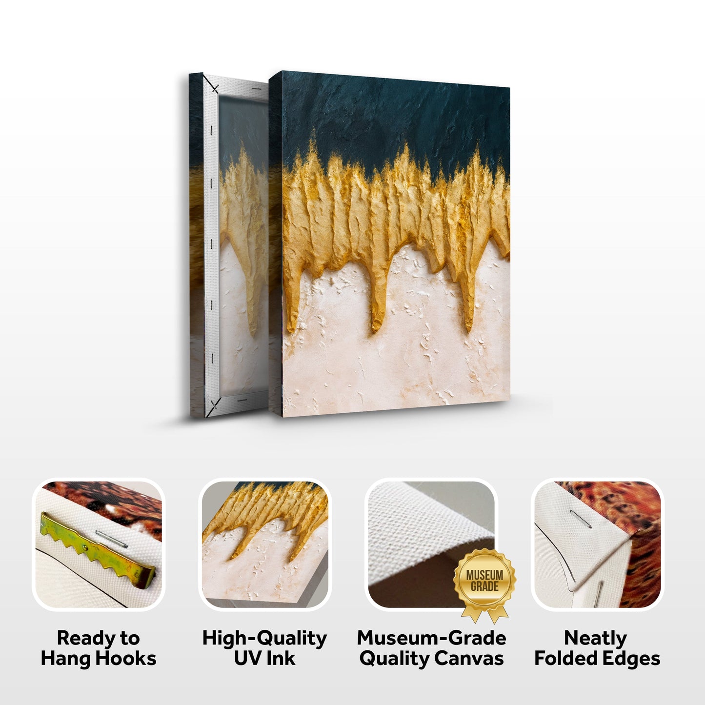 Abstract Blue And Gold Wall Art | Modern Canvas Print
