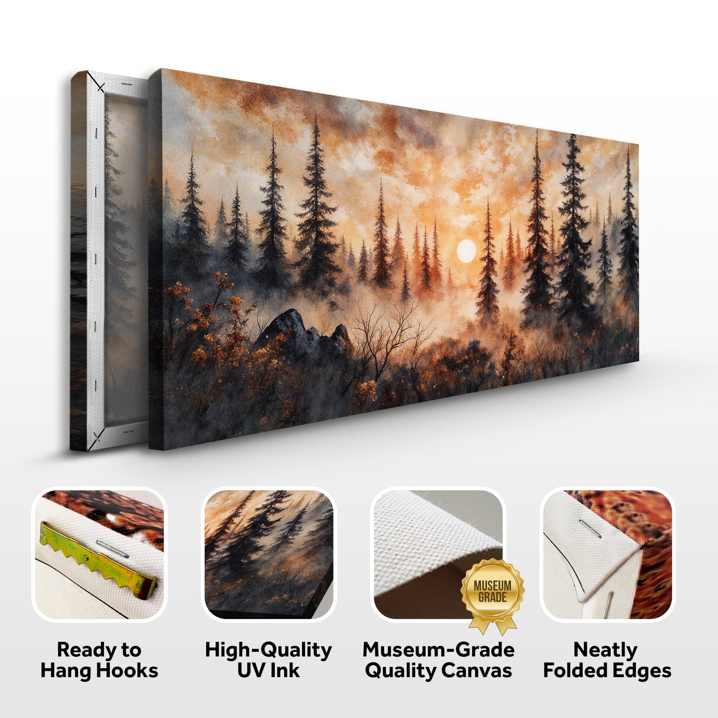 Rustic Forest Sunset Wall Art | Cozy Nature Home Decor