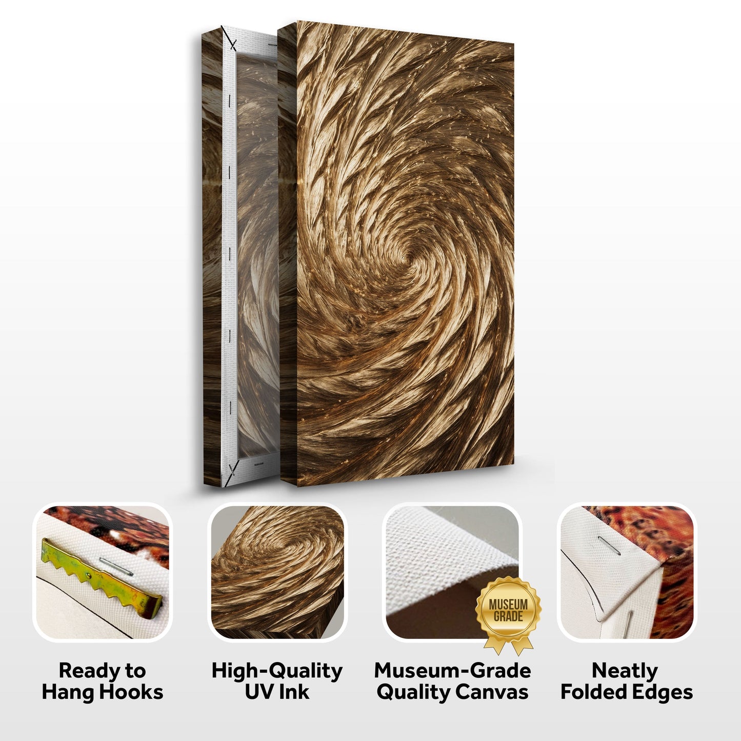 Gold Spiral Abstract Wall Art | Luxury Canvas Print