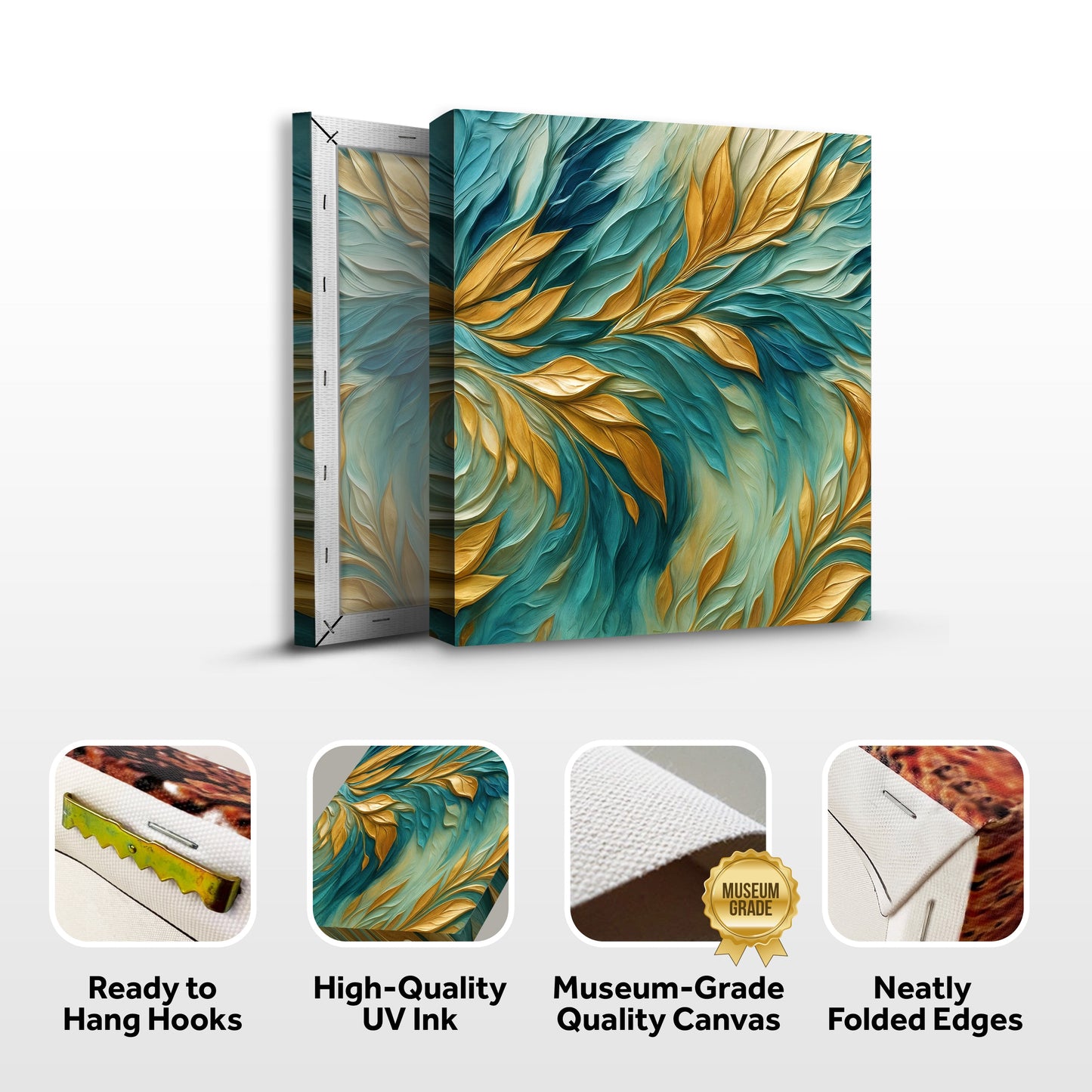 Abstract Gold And Blue Frosty Wall Art | Modern Canvas Print