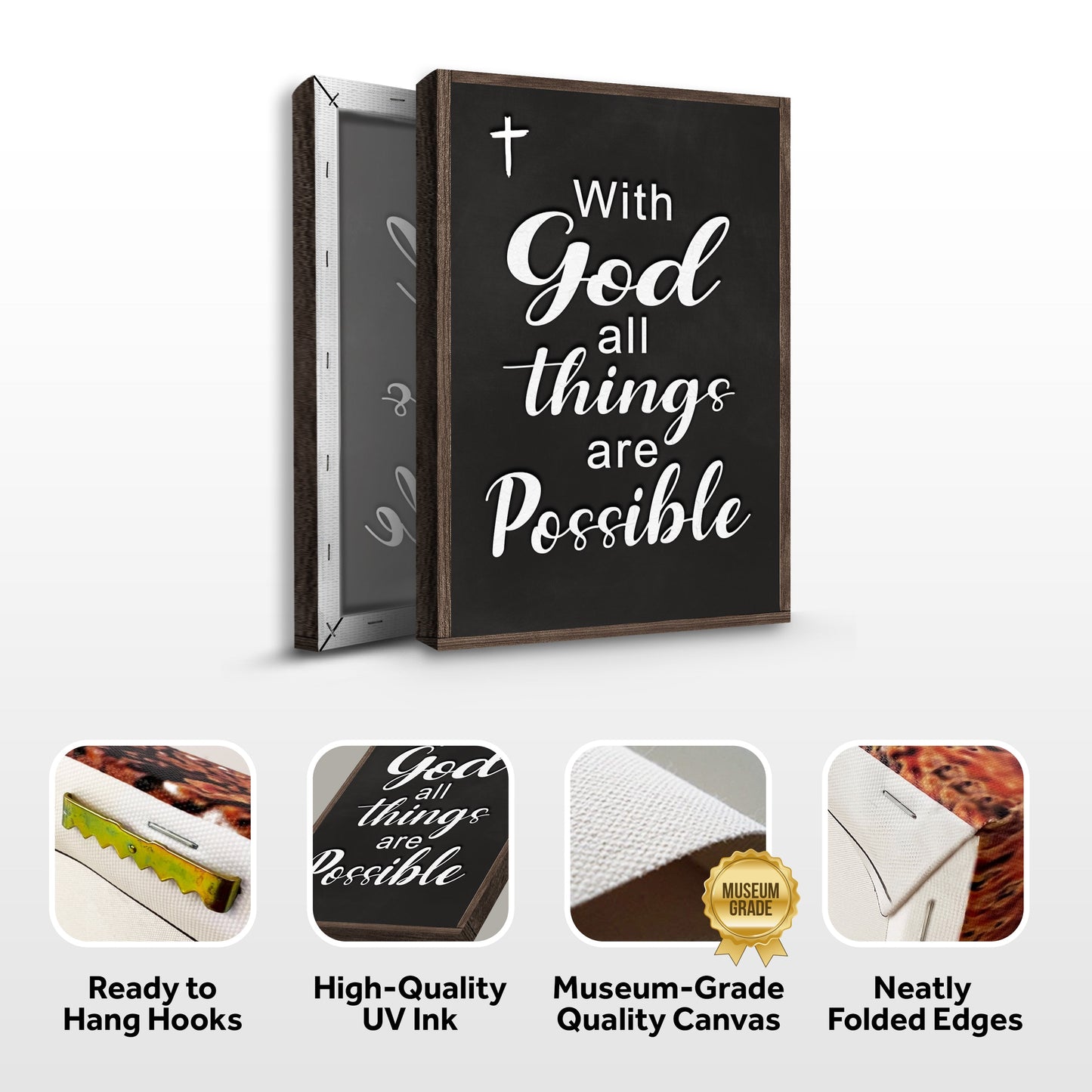 With God All Things Are Possible Canvas - Matthew 19:26 Christian Wall Art