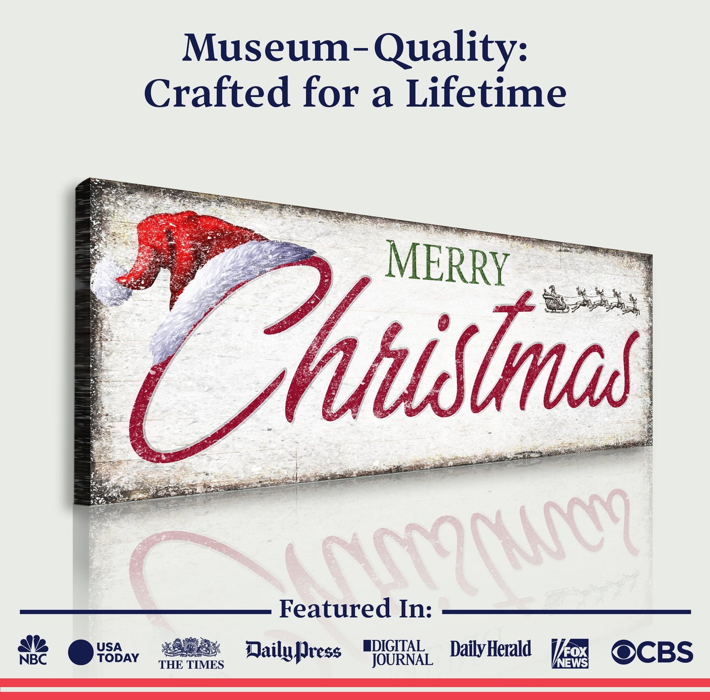 Vintage Merry Christmas Sign | Retro Holiday Wall Decor