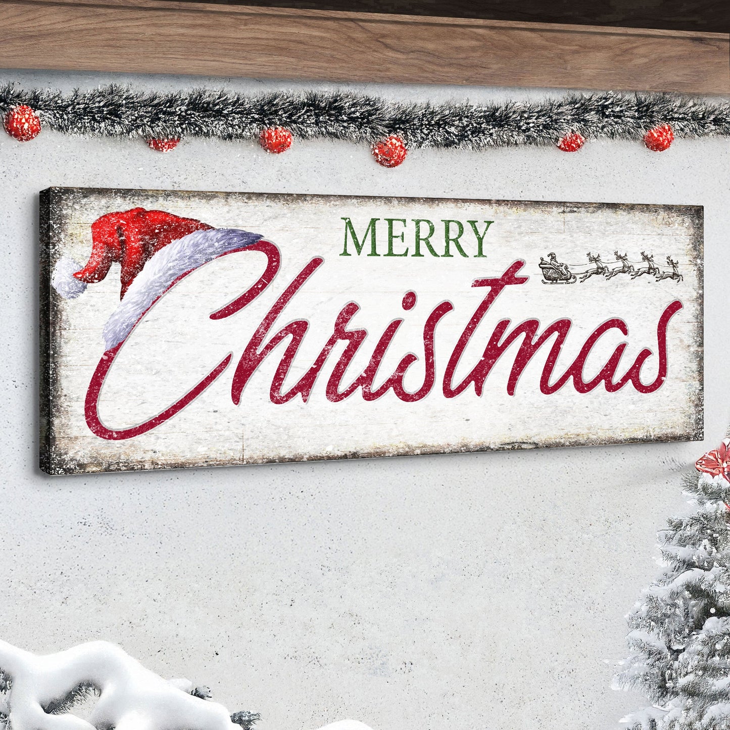 Vintage Merry Christmas Sign | Retro Holiday Wall Decor