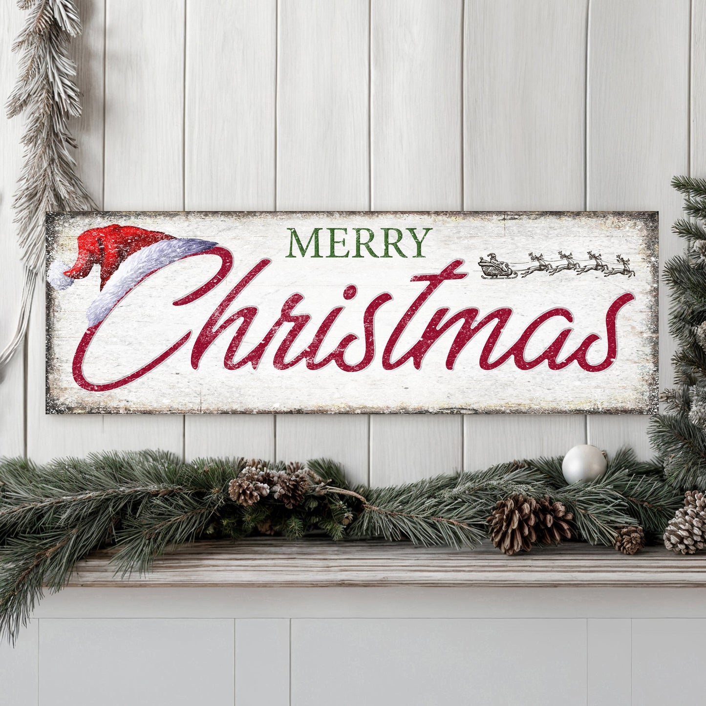 Vintage Merry Christmas Sign | Retro Holiday Wall Decor