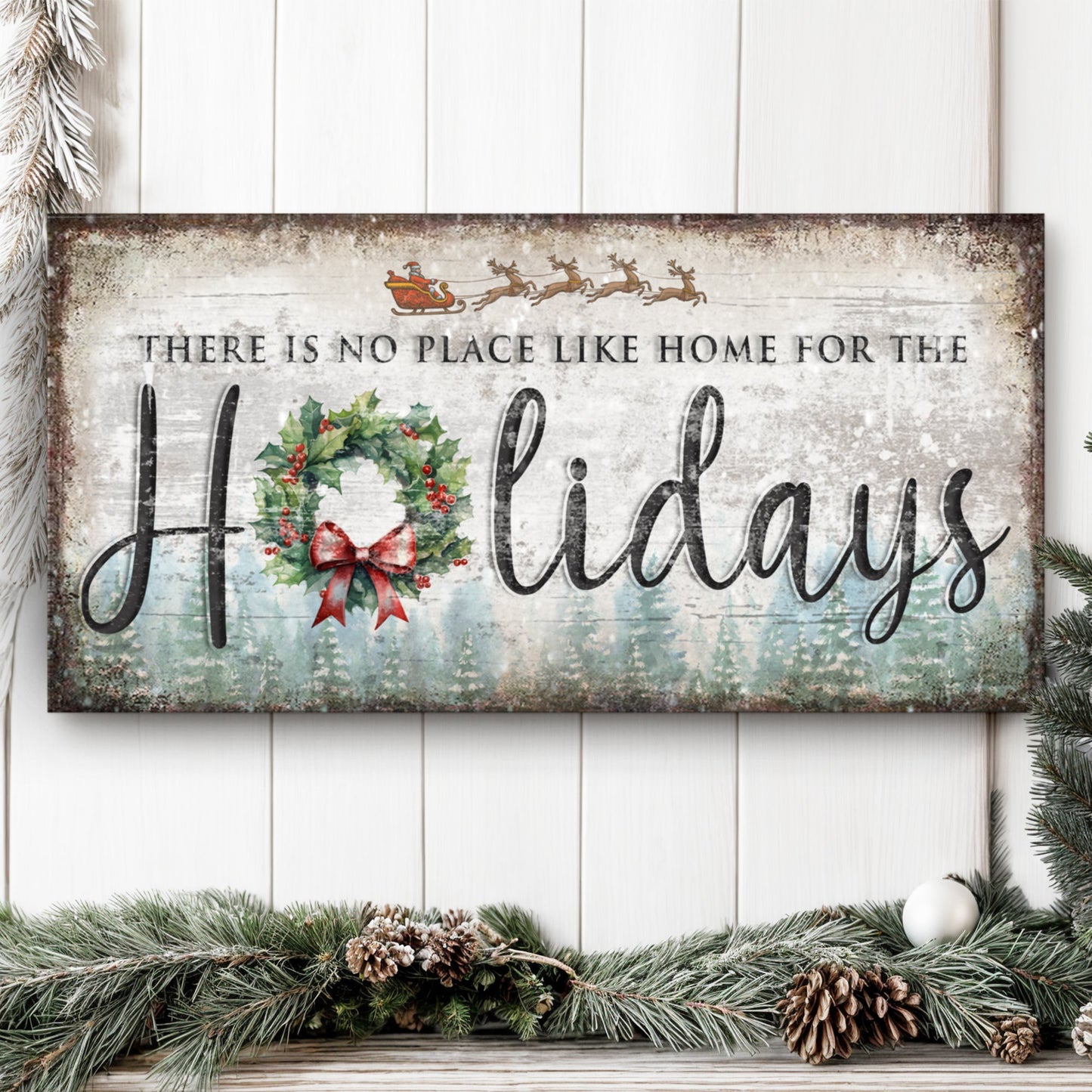 Home For The Holidays Sign | Christmas Wall Art Decor