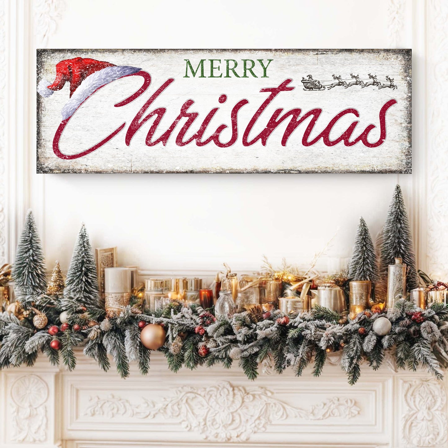 Vintage Merry Christmas Sign | Retro Holiday Wall Decor