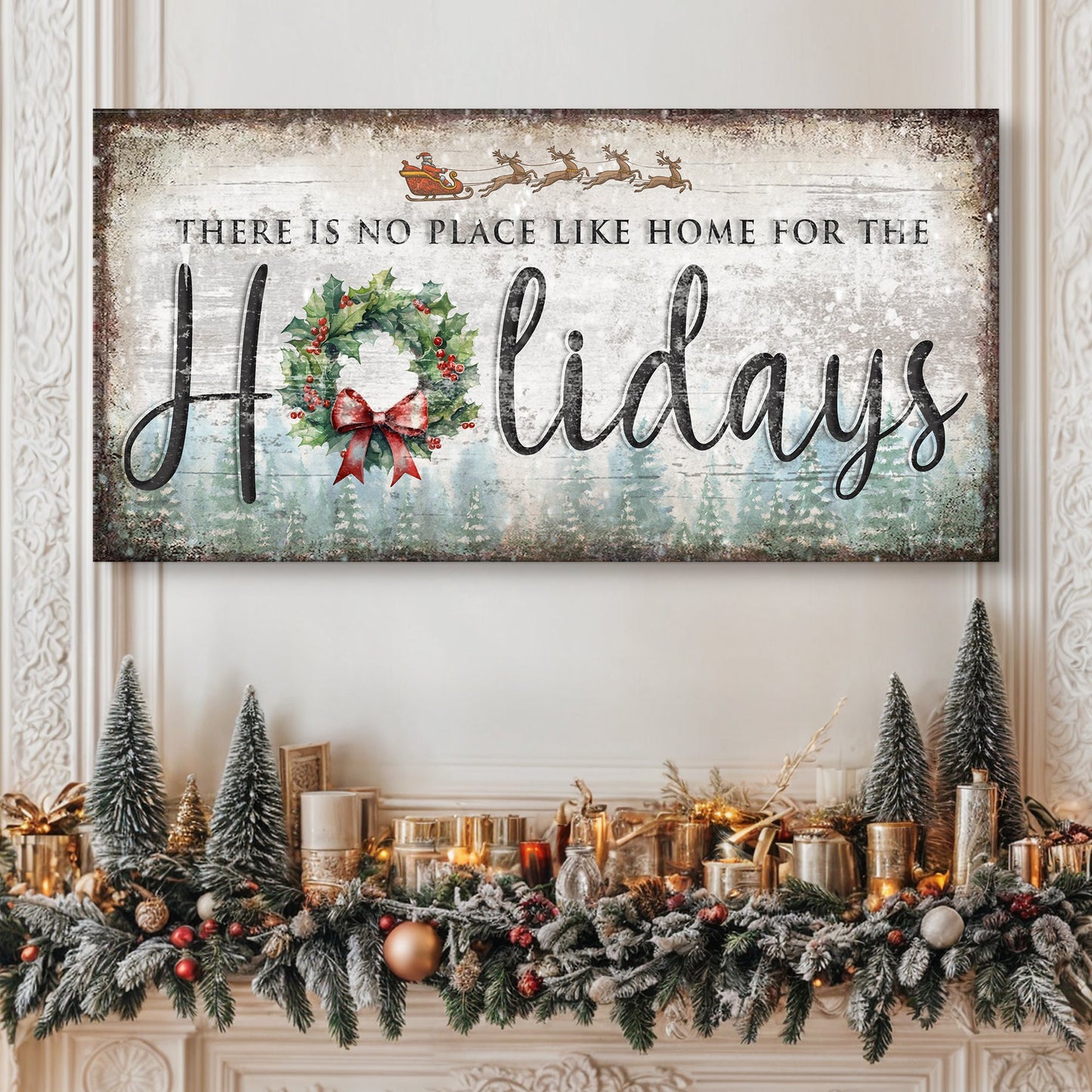 Home For The Holidays Sign | Christmas Wall Art Decor
