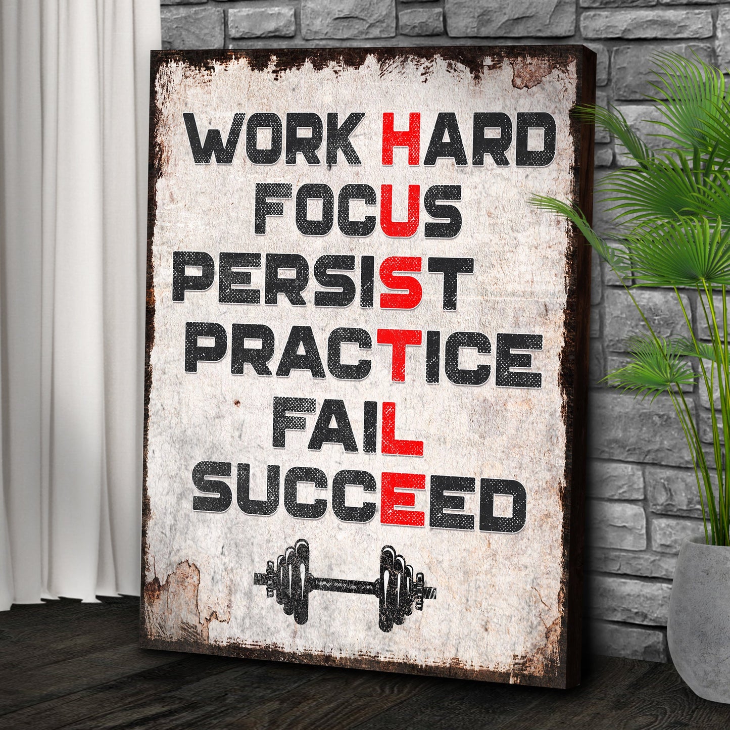 HUSTLE Motivational Portrait Sign | Work Ethic Wall Art