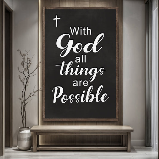 With God All Things Are Possible Canvas - Matthew 19:26 Christian Wall Art
