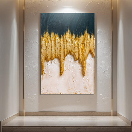 Abstract Blue And Gold Wall Art | Modern Canvas Print