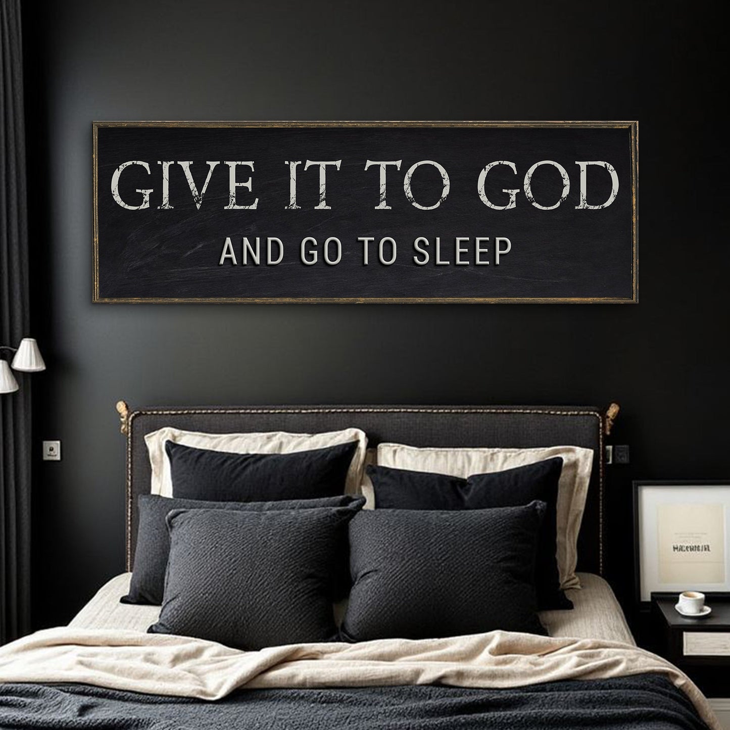 Give It To God And Go To Sleep Bedroom Sign - Christian Faith Canvas Wall Art