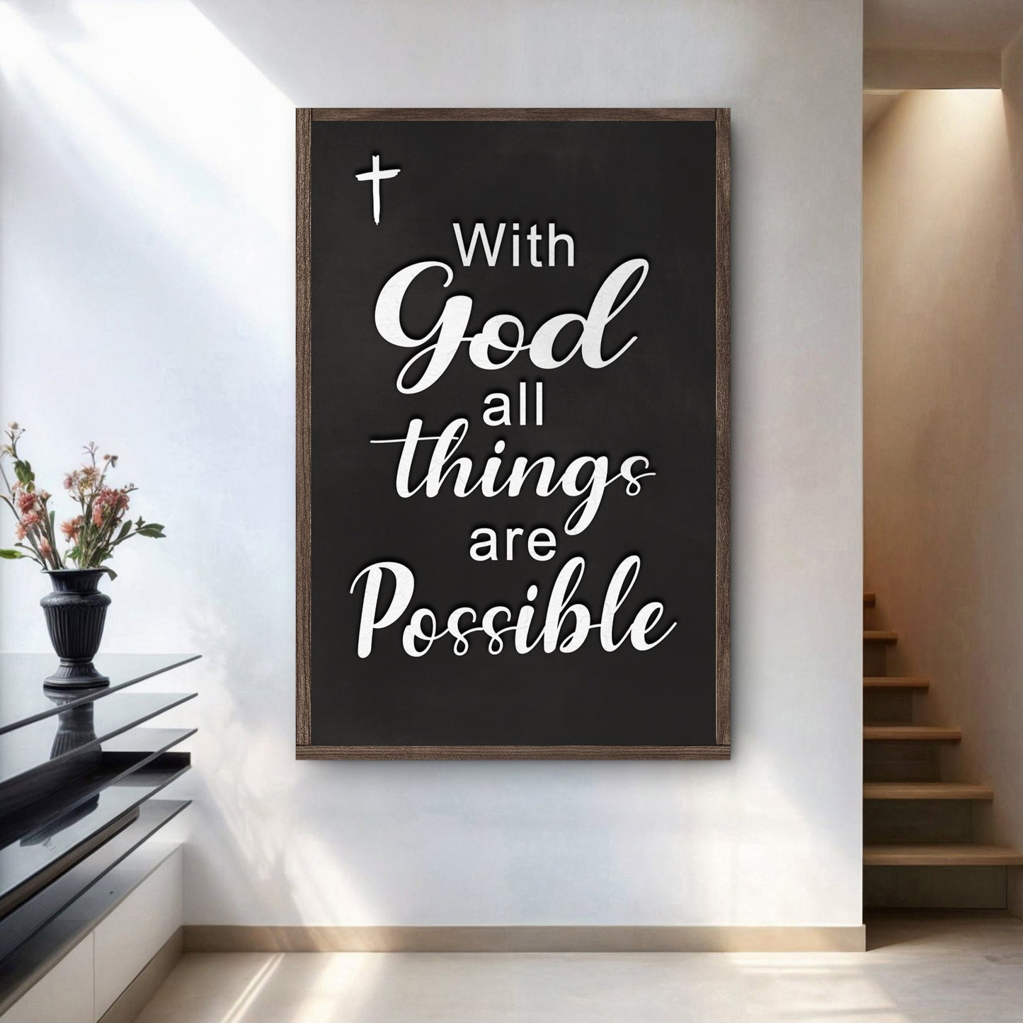 With God All Things Are Possible Canvas - Matthew 19:26 Christian Wall Art