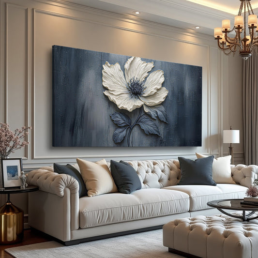 Floral Clay Relief Wall Art | Botanical Canvas Print