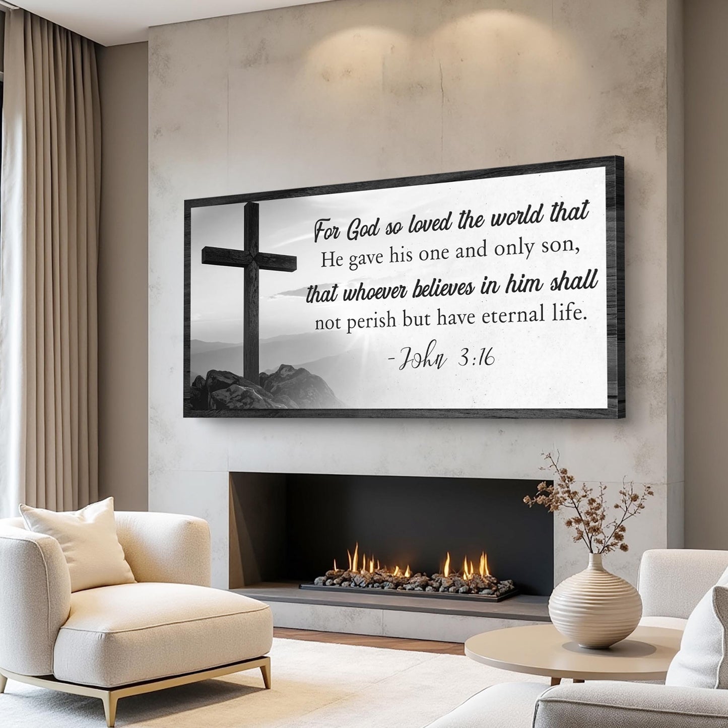 John 3:16 For God So Loved The World Canvas - Christian Faith Wall Art Sign