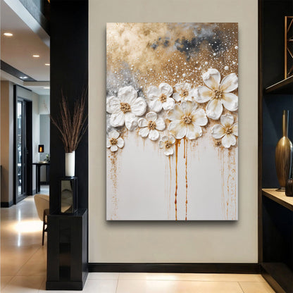 Gold Floral Wall Art | Luxury Botanical Canvas Print