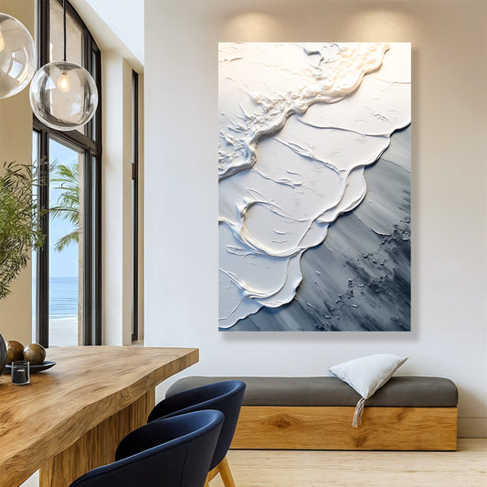 Abstract Minimalist Wave Impasto Wall Art | Modern Canvas Print