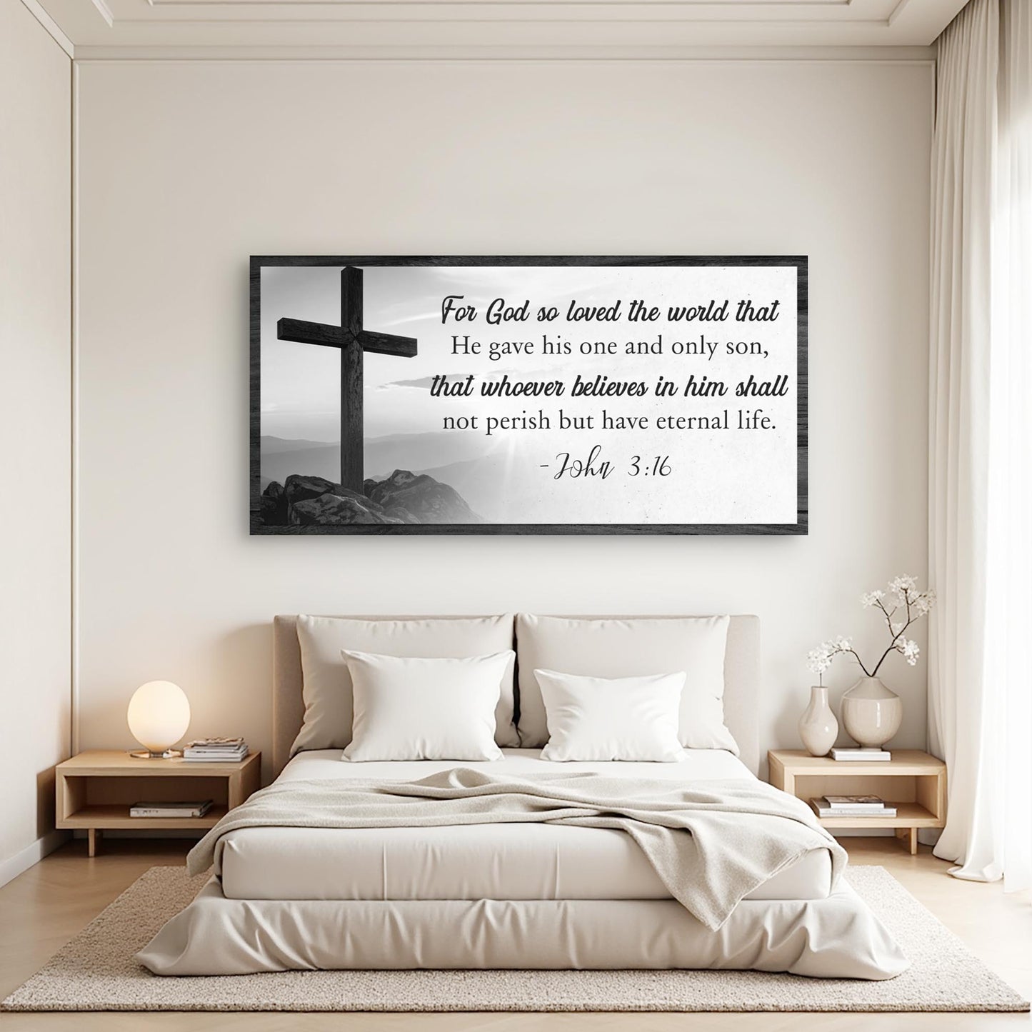 John 3:16 For God So Loved The World Canvas - Christian Faith Wall Art Sign