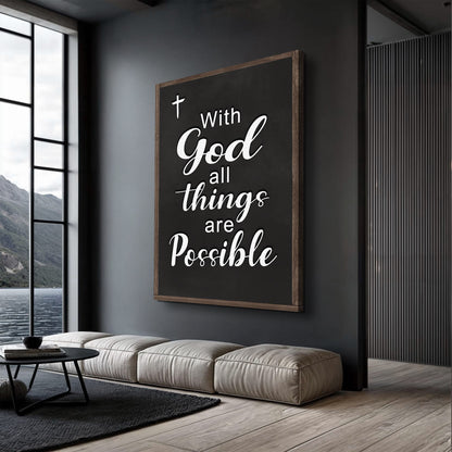 With God All Things Are Possible Canvas - Matthew 19:26 Christian Wall Art