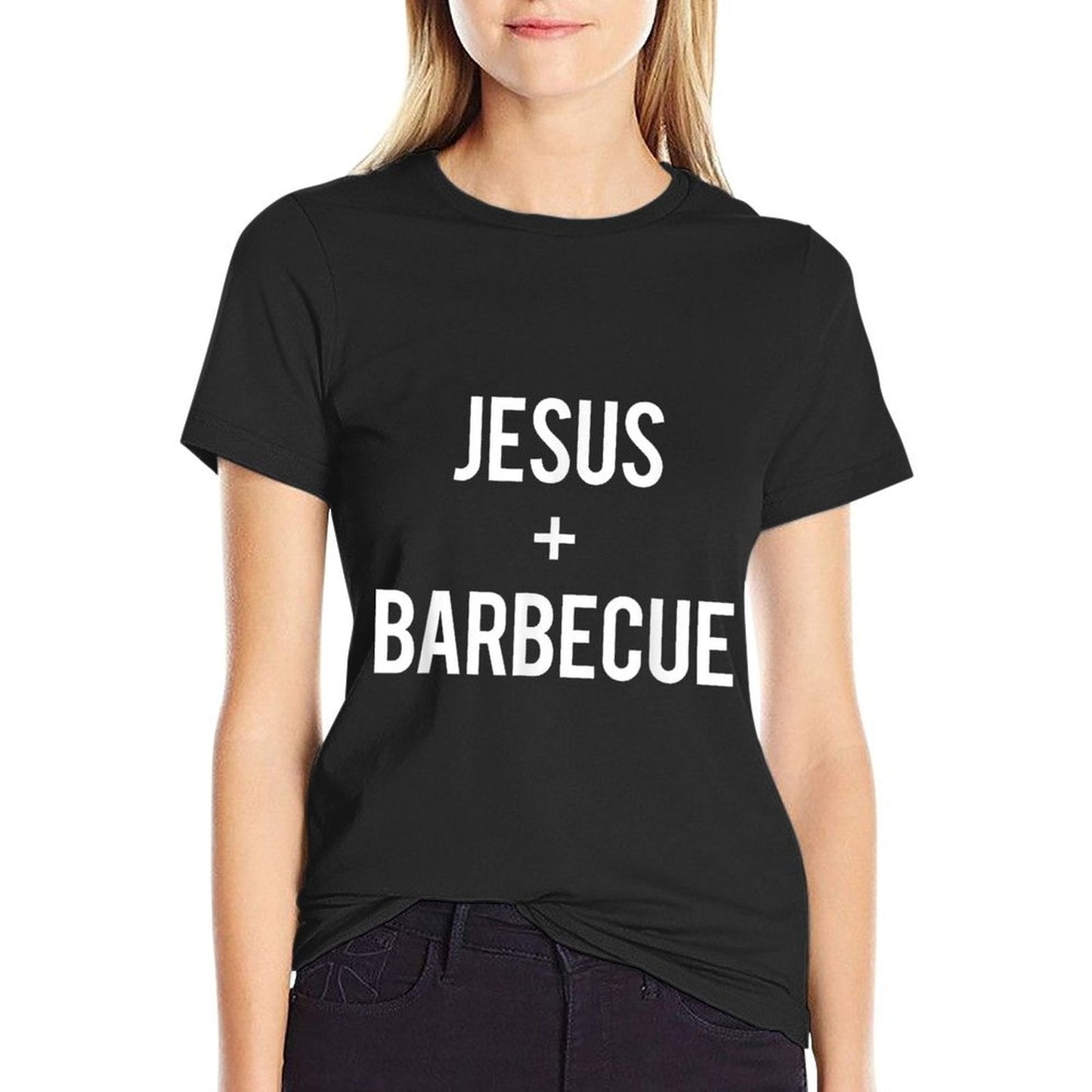 Love Jesus And BBQ T-Shirt - Funny Christian Food Faith Gift for Men Women