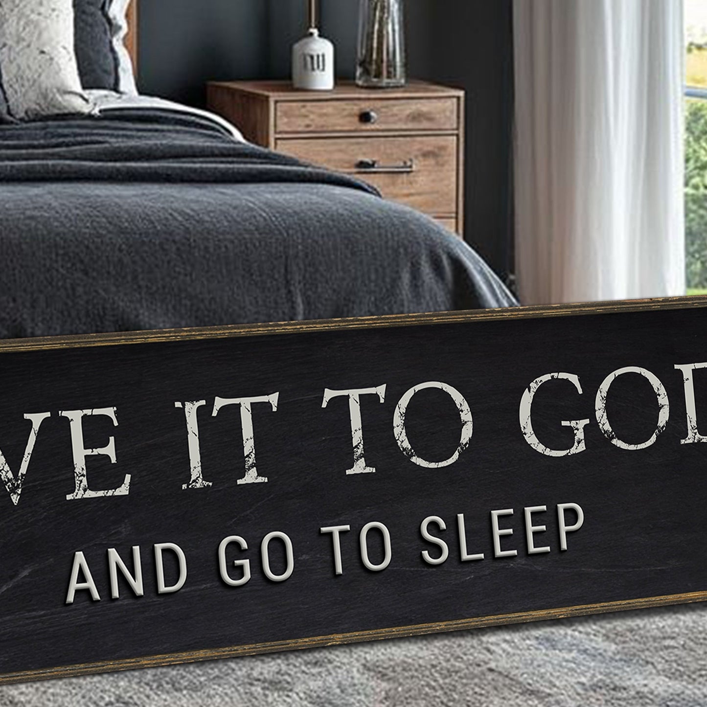 Give It To God And Go To Sleep Bedroom Sign - Christian Faith Canvas Wall Art