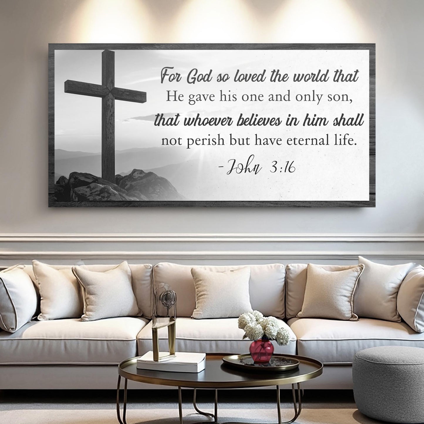John 3:16 For God So Loved The World Canvas - Christian Faith Wall Art Sign