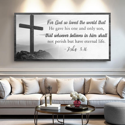 John 3:16 For God So Loved The World Canvas - Christian Faith Wall Art Sign