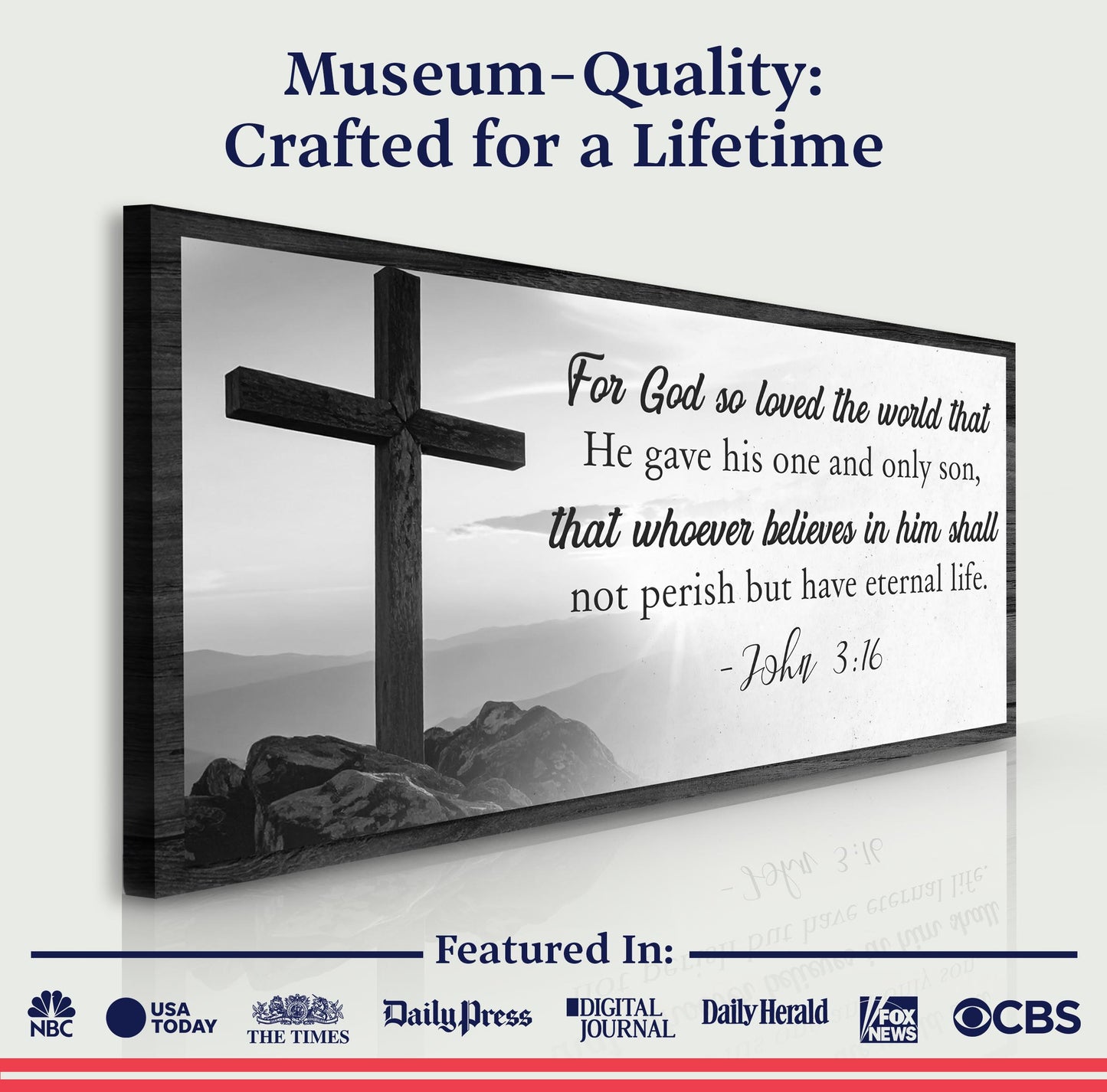 John 3:16 For God So Loved The World Canvas - Christian Faith Wall Art Sign
