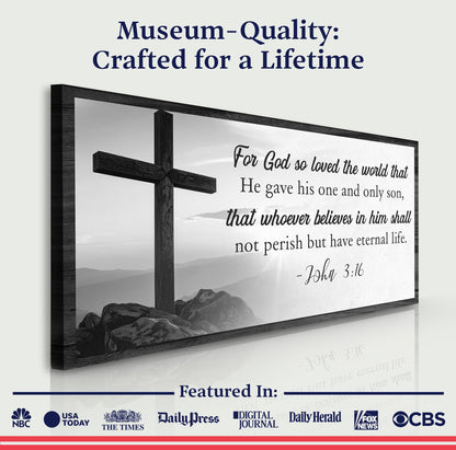 John 3:16 For God So Loved The World Canvas - Christian Faith Wall Art Sign