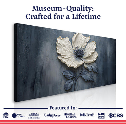 Floral Clay Relief Wall Art | Botanical Canvas Print