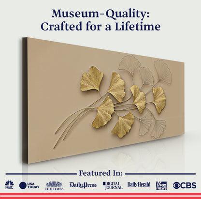 Golden Botanical Wall Art | Luxury Floral Canvas Print