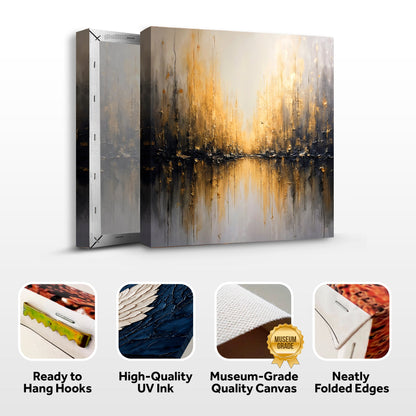 Golden Reflections Abstract Wall Art | Luxury Canvas Print