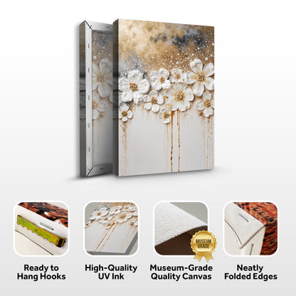 Gold Floral Wall Art | Luxury Botanical Canvas Print